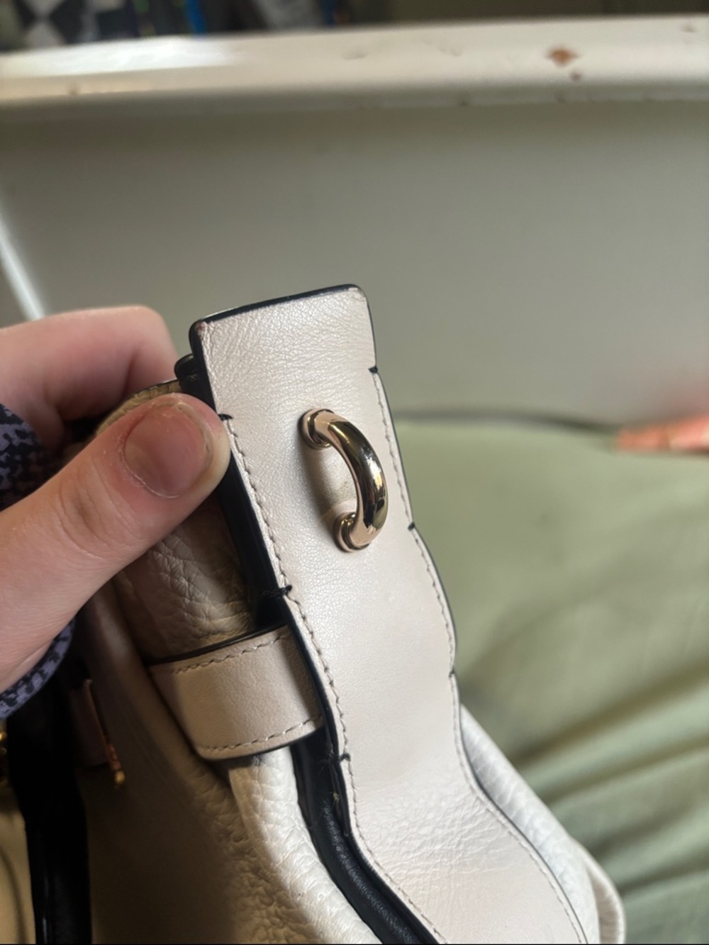 Coach Cream and Black Leather Satchel with Gold Hardware - Picture 12 of 12